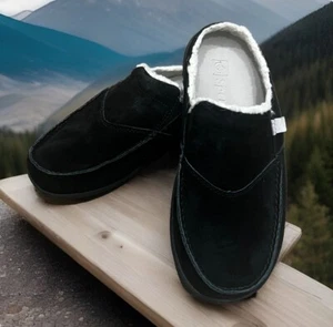 Spenco Orthotic Mules Clogs Shoes Black Suede Women 6 W EUC Removable Footded - Picture 1 of 15