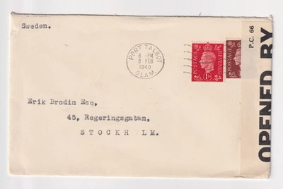 WW2 KGVI 2 1/2d Rate Cover 1940 Port Talbot Glam to Stockholm Sweden - Image 1 of 3