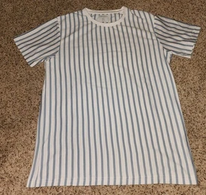 Men's Denim & Flower Ricky Singh Blue & White Striped Shirt Size Medium - Picture 1 of 6