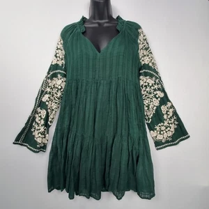 Free People Babydoll Kleid bestickt Glockenärmel Boho Gr. XS Oversized Hippie - Bild 1 von 18