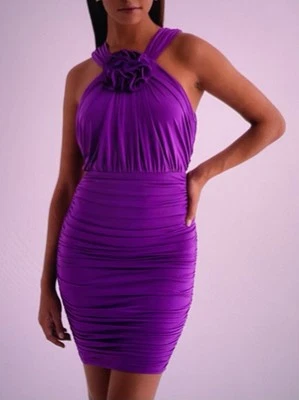 Express женщин розетка с бретелью через шею резинке собранными в Рюш мини-платье-футляр новый с Ярлыками размер XSTM - Изображение 1 из 3