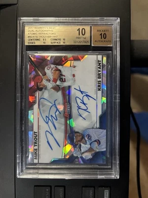 2017 Bowman’s Best Mike Trout/Kris Bryant Dual Atomic Auto 4/10 BGS 10 - Image 1 of 2