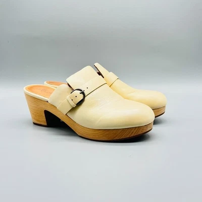 Zapatos Madewell para mujer 8 zuecos de cuero blanco roto con hebilla de madera sin cordones Foto 1 de 4