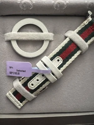 Gucci Blanco, Verde y Rojo Cupé YFA50033 Monograma Cuero Banda Kit Bisel a Juego Foto 1 de 4