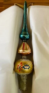 Fantasia Poland handbemalter Glimmer Merkur Glas Christbaumspitze #393 in Box - Bild 1 von 18
