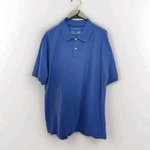 Men's Golf Polo Shirt Large Blue Short Sleeve Cotton Blend Saddlebred Comfort  - Picture 1 of 7