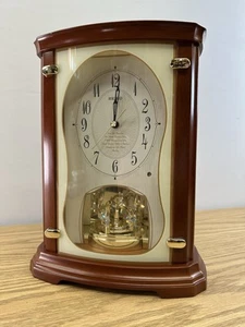 Seiko Melody In Motion Mantle Swarovski Crystals Clock Desk Wood TESTED & works - Picture 1 of 15