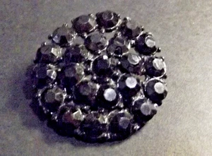 Vintage Black Rhinestone Button - Pierced - Key shank (4714) - Picture 1 of 3