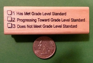 Grade Level Standard Evaluation 123 Teacher's Rubber Stamp - Picture 1 of 2
