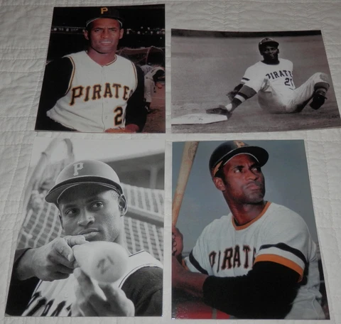 Roberto Clemente Postcard Set of 4 Different Pittsburgh Pirates Hall of Fame Cover