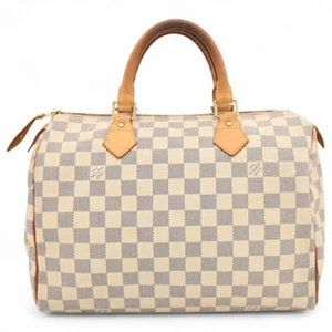 Louis Vuitton Boston Bag Speedy 30 White Azur Handbag Beige N41533 SD3180 F/S - Picture 1 of 9