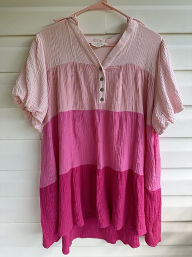 VETEMENTS Abito donna Ombré a strati cotone rosa taglia piccola primavera estate scuola insegnante