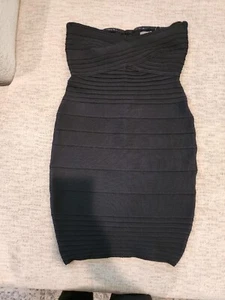 Costa Blanca Strapless Dress Black Stretch Zip-Up Dress Size M A-157 - Picture 1 of 14