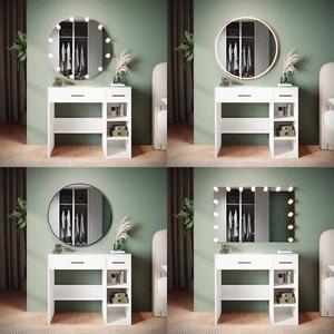 ELEGANT Makeup Beauty Mirror Dimmable LED With White Dressing Table Vanity Set - Picture 1 of 39