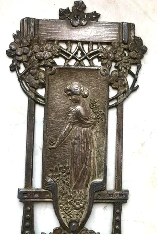 Antique Imperial Tsarism Art Nouveau Art Deco Overlay for Shelf Tin Silvered 8" Cover