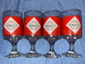 Set of 4 Collectible McIlhenny Co. Tabasco Hot Sauce footed glasses goblet Libey - Picture 1 of 3