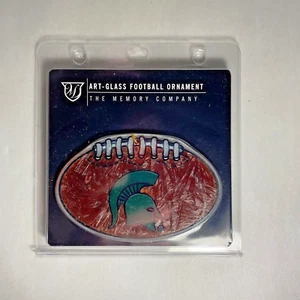 Michigan State Spartans Art Glass Football Ornament Officially Licensed NCAA NEW - Picture 1 of 1