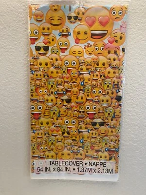 Emoji Party Plastic Table Cover/Cloth Birthday Party 54" x 84" - Image 1 of 2