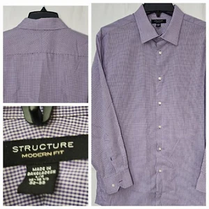 Structure Shirt Men's Large Purple Gingham Long Sleeve Button Down Vtg 90s Y2K - Picture 1 of 12