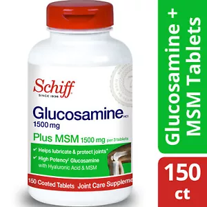 Schiff Glucosamine 1500mg (per serving) Plus MSM Tablets (150 count)- To Help Su - Picture 1 of 4