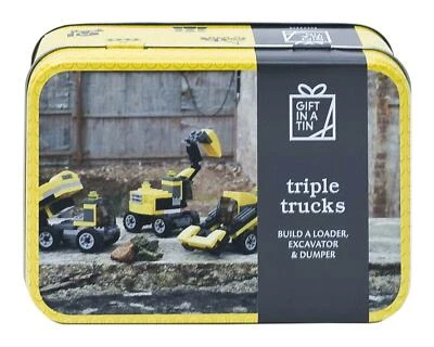 Apples To Pears Gift in a Tin Triple Trucks Building Block - Makes 3 Trucks - Image 1 of 2