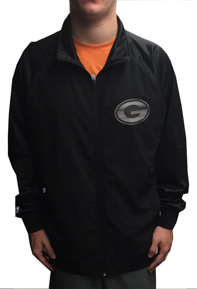 NWT MAJESTIC NFL GREEN BAY PACKERS TRACK JACKET BLACK / SILVER SIZE XLT (BB063) - Image 1 of 4