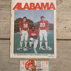 Vintage Alabama vs Georgia 1977 Programm Paul Bear Bryant Denny + 2 Tickethälften - Bild 1 von 7