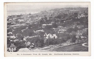 c1920 ST SAINT JOSEPH MISSOURI PANORAMIC NORTHWEST BUSINESS RIVER POSTCARD MO !! - Picture 1 of 2