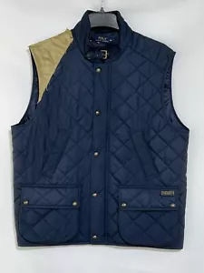 Polo Ralph Lauren Quilted Puffer Vest Mens Size L Corduroy Collar NOTRE DAME - Picture 1 of 9