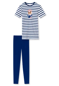 Schiesser 181044 Schlafanzug Pyjama Nachthemd blau Pferd Horse ringel gestreift - Bild 1 von 2