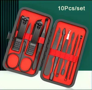 Juego de manicura 10 piezas Kit de cortaúñas profesional Herramientas para el cuidado de la pedicura - Inoxidable - Imagen 1 de 11