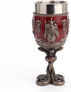 Veronese Design 6 7/8 Inch Baphomet Crimson Jeweled Serpent Chalice Stainles - Picture 1 of 1