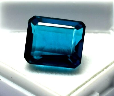 5.55 Ct Natural Indicolite Tourmaline Certified Loose Gemstone Emerald Shape - Image 1 of 4