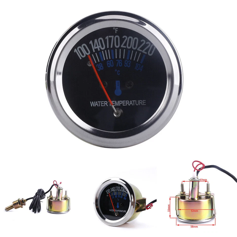 Medidor mecánico de temperatura del agua con extremo roscado 5/8 UNF 100~220 °F, 38~104°C Foto 1 de 4