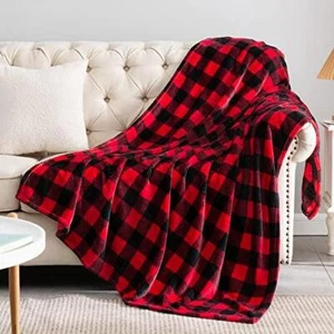 BEDELITE Fleece Throw Blanket Queen Size for Couch Sofa Bed, Buffalo Plaid - Picture 1 of 10