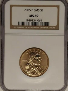 2005-P SACAGAWEA NATIVE AMERICAN SMS DOLLAR NGC MS69 Satin Finish - Picture 1 of 2