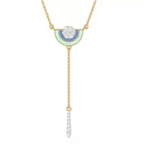 Fantasy Half Circular Diamond Bloom Dangling Bar Necklace - Picture 1 of 4