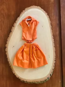 Vtg Barbie Gathered Skirt Plain Blouse Orange Outfit B - Picture 1 of 4
