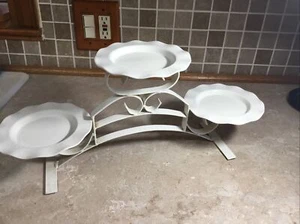 White Metal 3 Pillar Candle Stand Display Holder Candelabra 19 1/2”-8” Tall - Picture 1 of 5