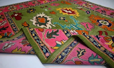 Oushak Antique Green/Pink Contemporary Hand-Made Rugs to decor your living area. - Image 1 of 4