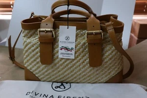 Bolso bandolera DIVINA FIRENZE Italia cuero paja cuero genuino marrón - Imagen 1 de 5