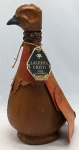 Vintage Leather wrapped Bird Duck Hand Tooled Italian Lacrima Crisiti Bottle - Picture 1 of 8