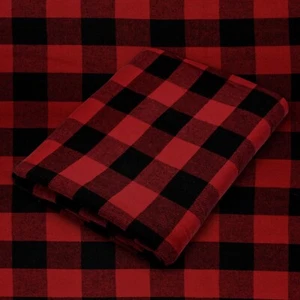 Red and Black Medium Buffalo Plaid Cotton Flannel Fabric 60" Wide by the Yard - Picture 1 of 5