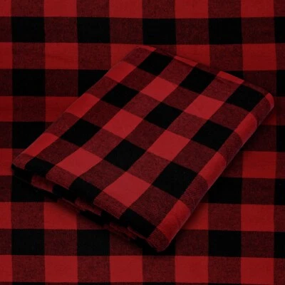 Red and Black Medium Buffalo Plaid Cotton Flannel Fabric 60" Wide by the Yard - Image 1 of 4