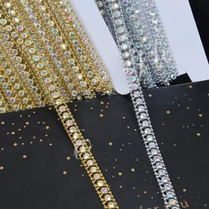 Cadena de cristal de plástico 9M diamante estrás cinta de costura artesanía hágalo usted mismo artesanía - Imagen 1 de 12