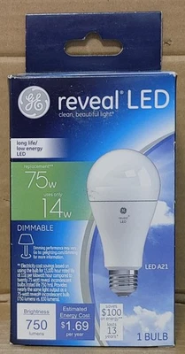 GE Reveal LED 75W Dimmable Bulb A21 Standard Base - Image 1 of 3