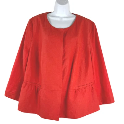Talbots Linen Blazer Jacket Womens 20W Red Orange Solid Classic NWT CJ-2118 - Image 1 of 4