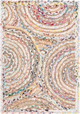 Rug 100% Natural Jute Cotton Carpet Handmade Rustic Look Modern Living Area Rug - Image 1 of 4