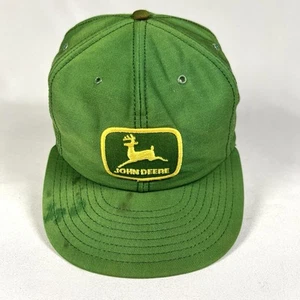 VINTAGE John Deere Patch Trucker Snapback Hat Green Louisville Mfg USA 1970s - Picture 1 of 11