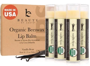 Beauty By Earth Organic Beeswax Lip Balm - Vanilla Bean - 4-Pack 02/2026 - NEW - Picture 1 of 7